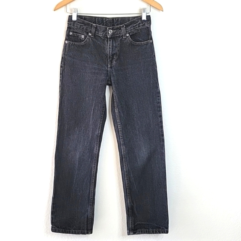 FADED GLORY Boy's Black Straight Leg Adjustable Denim Jeans 12R (Youth) Casual